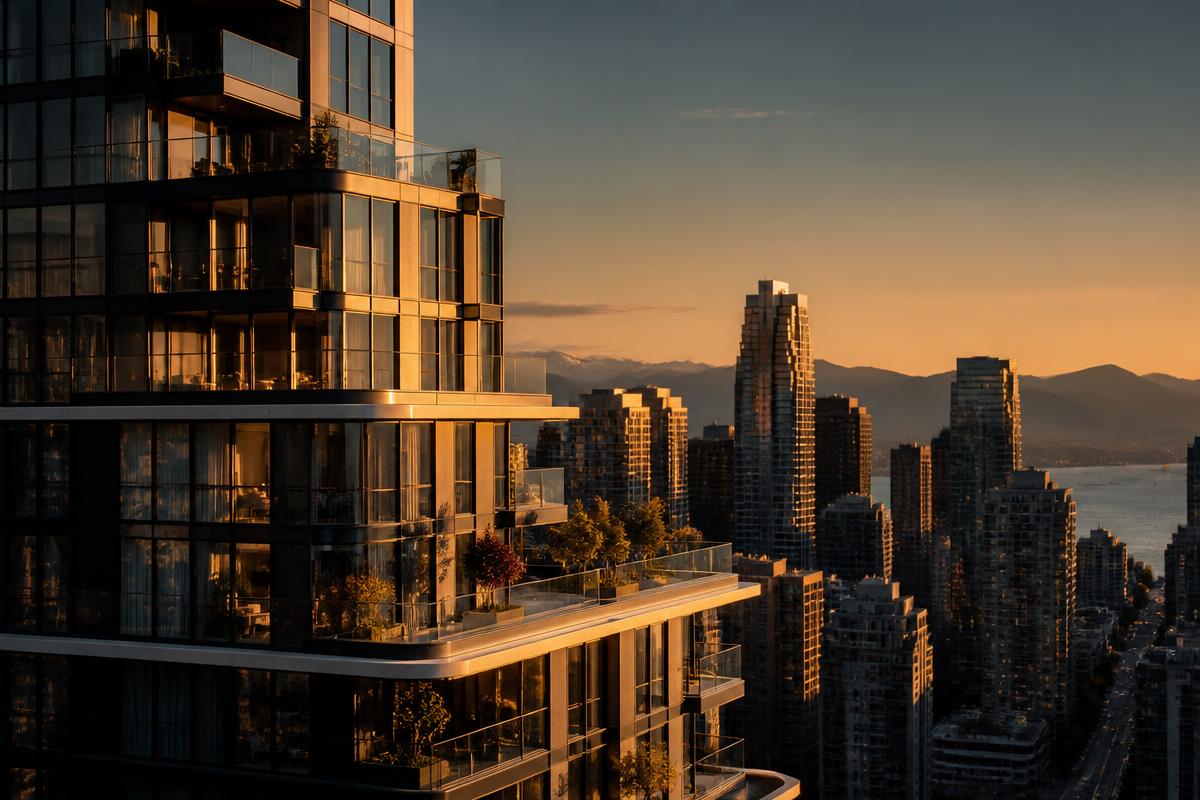 Modern residential towers at sunset representing real estate growth and expansion